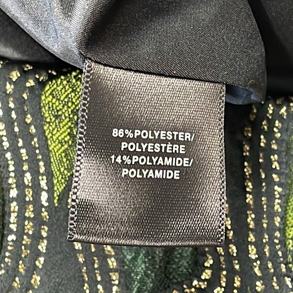 Lafayette 148 Metallic Shimmer Wave Shift Dress Green Black Gold Retro Mod Sz 2 - Picture 10 of 10